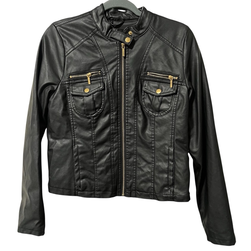New Look Black Leather Motorcycle Jacket
